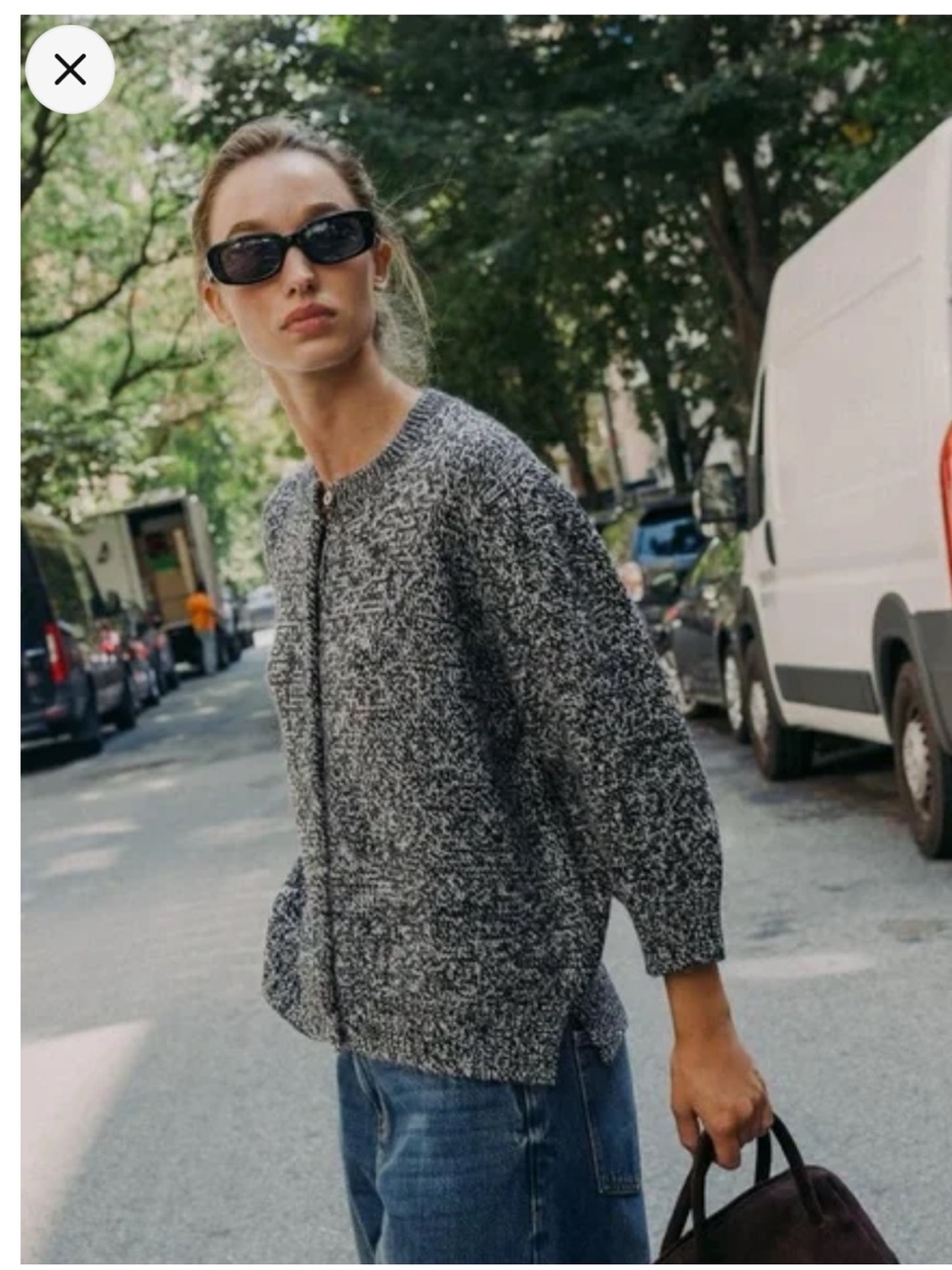 ZARA Black & White Marled Button-Front Knit Cardigan